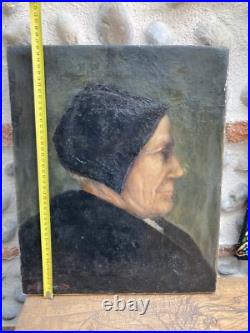 Peinture Huile Sur Toile Signé marguerite jacquelin Portrait mouche curiosité