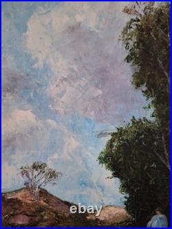 Peinture Huile Sur Toile Un Berger Et Son Troupeau Tableau Paysage Signé