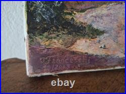 Peinture Huile Sur Toile Un Berger Et Son Troupeau Tableau Paysage Signé