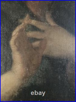 Peinture Huile Sur Toile XVIIe XVIIIe Vierge En Prière Marie Ancien Old Master