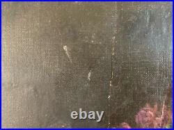 Peinture Huile Toile Et Carton Fleurs Fleur 1850 Oeillet A Identifier Ancien Art
