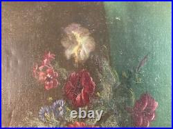 Peinture Huile Toile Et Carton Fleurs Fleur 1850 Oeillet A Identifier Ancien Art