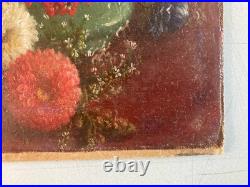 Peinture Huile Toile Et Carton Fleurs Fleur 1850 Oeillet A Identifier Ancien Art