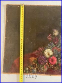 Peinture Huile Toile Et Carton Fleurs Fleur 1850 Oeillet A Identifier Ancien Art