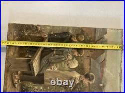 Peinture Huile Toile Painting 1930 Copie Leçon De Catéchisme Prêtre Enfant Jesus