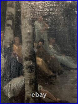 Peinture Huile Toile Painting XIXe Saint Paul Prédication Bible Jesus Painting