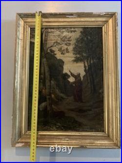Peinture Huile Toile Painting XIXe Saint Paul Prédication Bible Jesus Painting