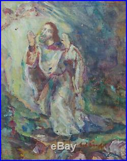 Peinture Lucien Binaepfel Lutz peintre alsacien HST alsace scène religieuse