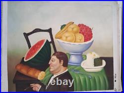 Peinture Par La Main Fernando Botero Huile Sur Toile Faux D'autore 50x60 CM