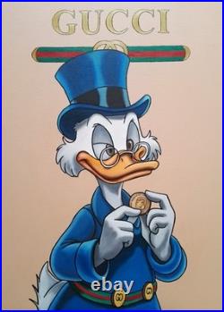 Peinture, Pop art, Picsou Gucci huile sur toile, format 50/70 cm
