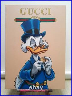 Peinture, Pop art, Picsou Gucci huile sur toile, format 50/70 cm