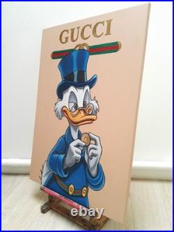 Peinture, Pop art, Picsou Gucci huile sur toile, format 50/70 cm