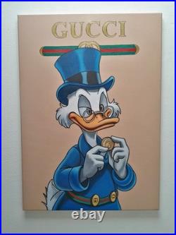Peinture, Pop art, Picsou Gucci huile sur toile, format 50/70 cm