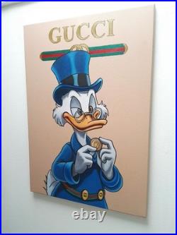 Peinture, Pop art, Picsou Gucci huile sur toile, format 50/70 cm