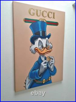 Peinture, Pop art, Picsou Gucci huile sur toile, format 50/70 cm