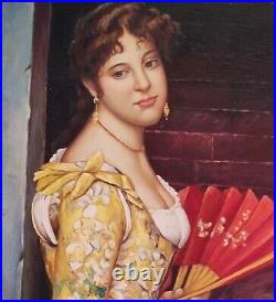 Peinture Portrait Dame Huile sur Toile Carré Dame 50x60 Peinte à la Main Femme