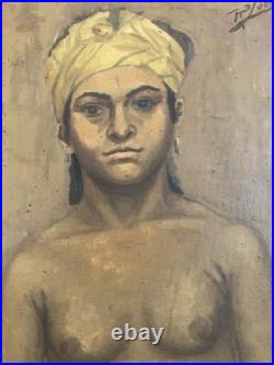 Peinture Portrait Femme Huile 1930 Orientalisme Orientaliste Portrait Painting