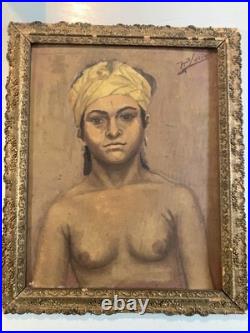 Peinture Portrait Femme Huile 1930 Orientalisme Orientaliste Portrait Painting