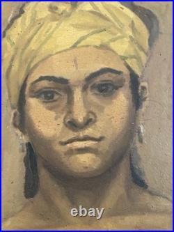 Peinture Portrait Femme Huile 1930 Orientalisme Orientaliste Portrait Painting