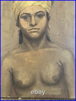 Peinture Portrait Femme Huile 1930 Orientalisme Orientaliste Portrait Painting