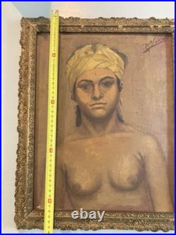 Peinture Portrait Femme Huile 1930 Orientalisme Orientaliste Portrait Painting