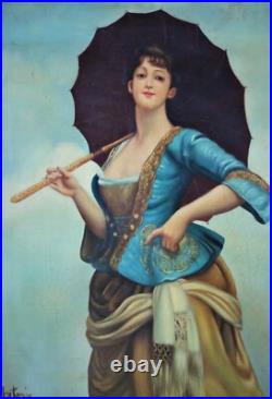 Peinture Sur Toile Dame Au Parapluie