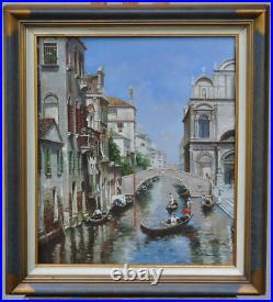 Peinture Venise Rio dei Mendicanti Huile sur toile signée encadrée (12F)