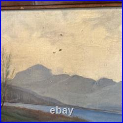 Peinture XIX Ème Représentant Un Pêcheur Poussant Sa Barque, Huile Sur Toile