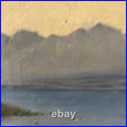 Peinture XIX Ème Représentant Un Pêcheur Poussant Sa Barque, Huile Sur Toile