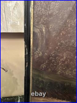 Peinture XIX Ème Signée Représentant Un Village De Montagne, Huile Sur Toile