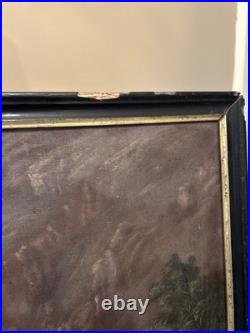 Peinture XIX Ème Signée Représentant Un Village De Montagne, Huile Sur Toile