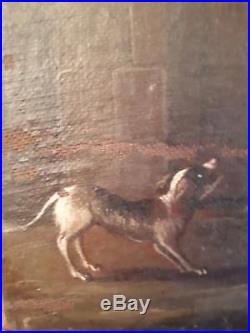 Peinture XVII école flamande chien painting flemish pittura tableau