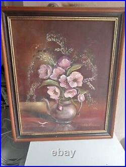 Peinture a huile sur toile ancienne signé 47 cm x 39 cm