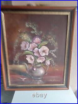 Peinture a huile sur toile ancienne signé 47 cm x 39 cm