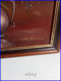 Peinture a huile sur toile ancienne signé 47 cm x 39 cm