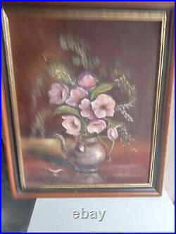 Peinture a huile sur toile ancienne signé 47 cm x 39 cm