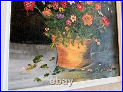 Peinture à l'Huile sur Toile Signée L. Faure Bouquet de Fleur 1965