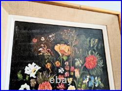 Peinture à l'Huile sur Toile Signée L. Faure Bouquet de Fleur 1965