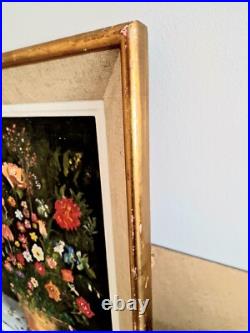 Peinture à l'Huile sur Toile Signée L. Faure Bouquet de Fleur 1965