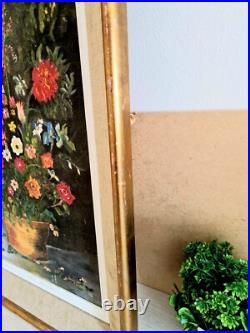 Peinture à l'Huile sur Toile Signée L. Faure Bouquet de Fleur 1965