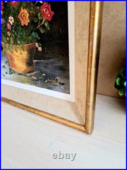 Peinture à l'Huile sur Toile Signée L. Faure Bouquet de Fleur 1965