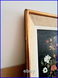 Peinture à l'Huile sur Toile Signée L. Faure Bouquet de Fleur 1965