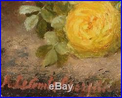 Peinture à l'huile de Alexina LECOMTE (1834-) Bouquet de fleurs