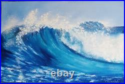 Peinture à l'huile originale mer vague paysage marin Art sur toile moderne