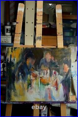 Peinture à l'huile sur toile, Paysage signé Josette Zenatti (1930-2008) LE REPAS