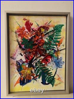 Peinture abstraite au couteau sur toile, ouvre unique signée. 50X64cm avec cadre