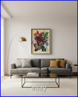 Peinture abstraite au couteau sur toile, ouvre unique signée. 50X64cm avec cadre