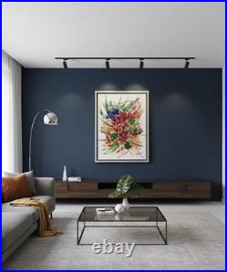 Peinture abstraite au couteau sur toile, ouvre unique signée. 50X64cm avec cadre