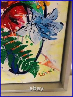 Peinture abstraite au couteau sur toile, ouvre unique signée. 50X64cm avec cadre