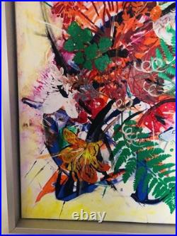 Peinture abstraite au couteau sur toile, ouvre unique signée. 50X64cm avec cadre